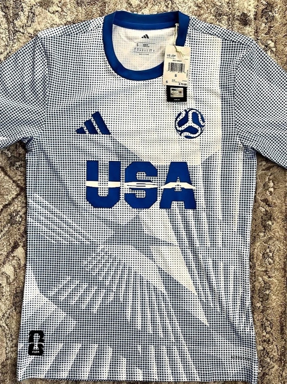 adidas USA Jersey White/Glow Blue (2026 FIFA World Cup) Size Small